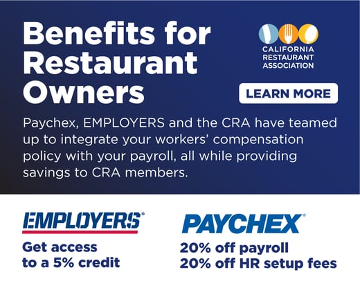 Benefits for Restaurant Owners. Paychex, EMPLOYERS and the CRA have teamed up to integrate your workers' comp. policy with your payroll, all while providing savings to CRA members. Learn more.