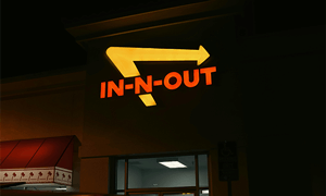In-N-Out Burger Neon Sign at Night in California