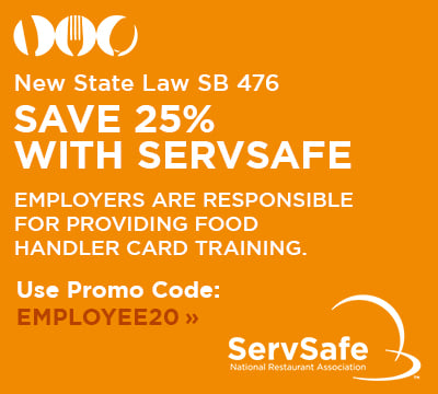 New State Law SB 476. Save 25% with ServSafe. Employers are responsible for providing food handler card training. Use promo code EMPLOYEE20