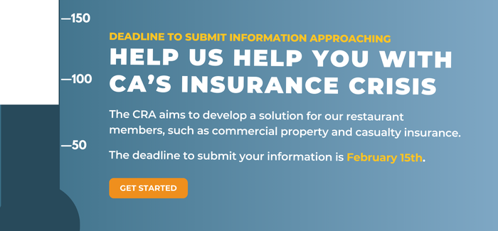 DEADLINE TO SUBMIT INFORMATION APPROACHING. Help us help you WITH CA’S INSURANCE CRISIS. The deadline to submit your information is February 15th.