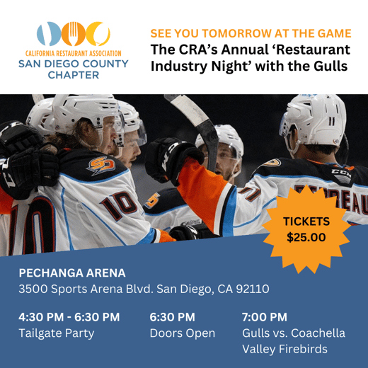 San Diego Restaurant Industry Night w Gulls