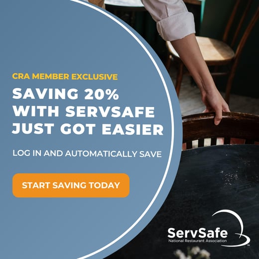 Saving 20% with ServSafe just got easier. CRA members log in and automatically save with ServSafe! Start saving today!